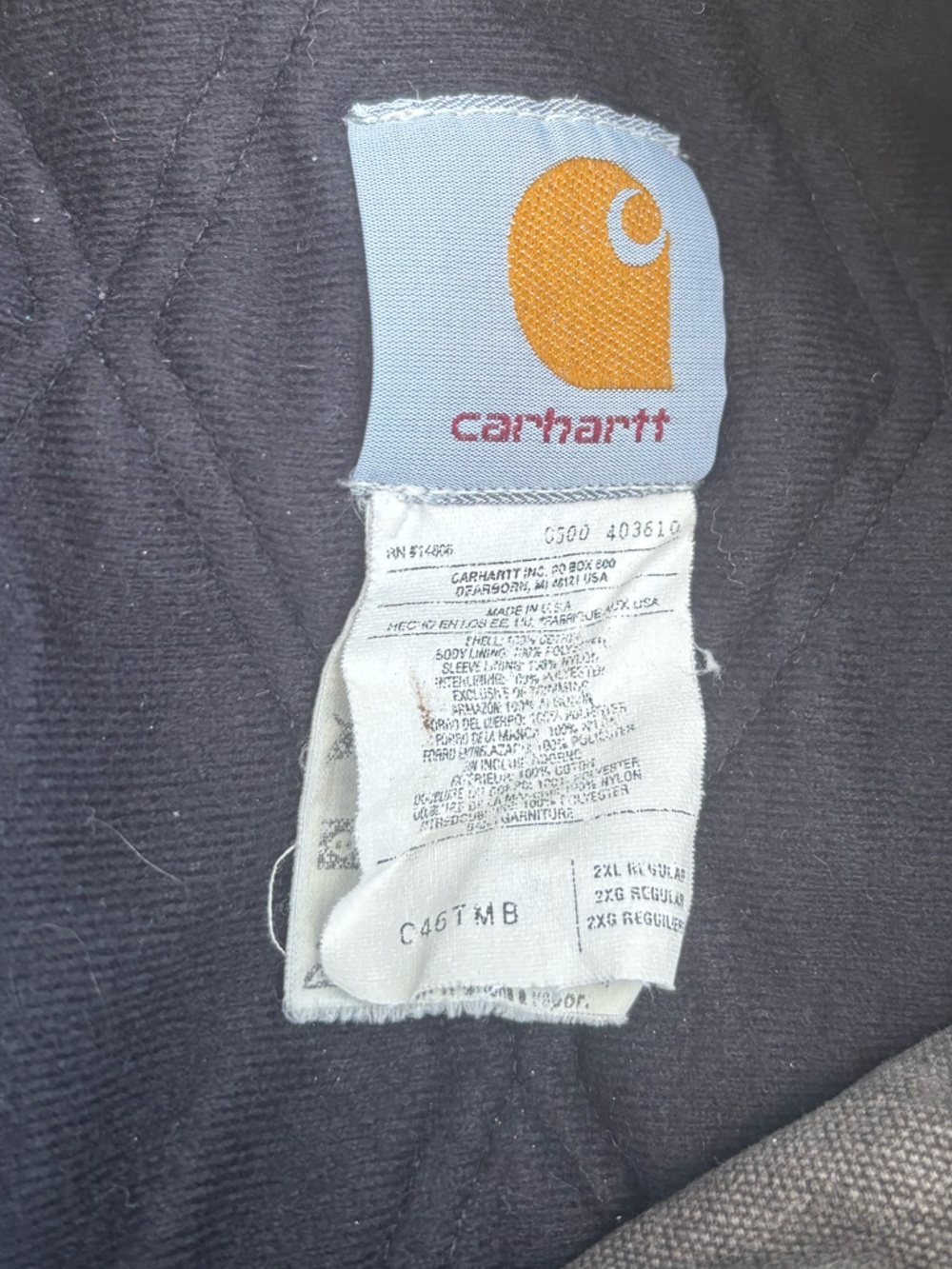 Carhartt Vintage Black Distressed Coat Chore Jacket Blanket Lined C46TMB USA - Picture 5 of 8